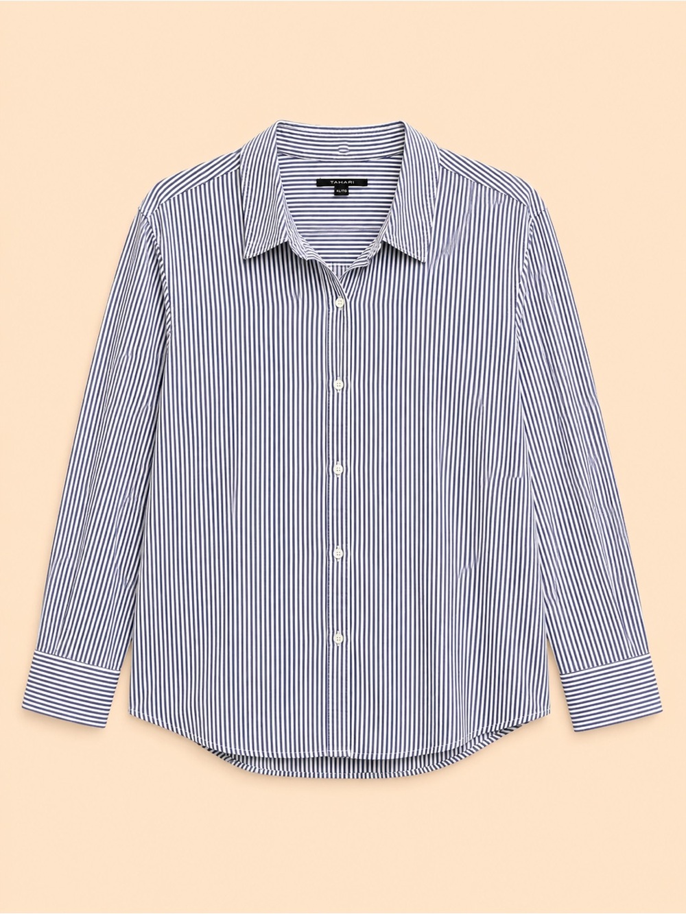 TAHARI WOMENS BLUE AND WHITE BUTTON DOWN
